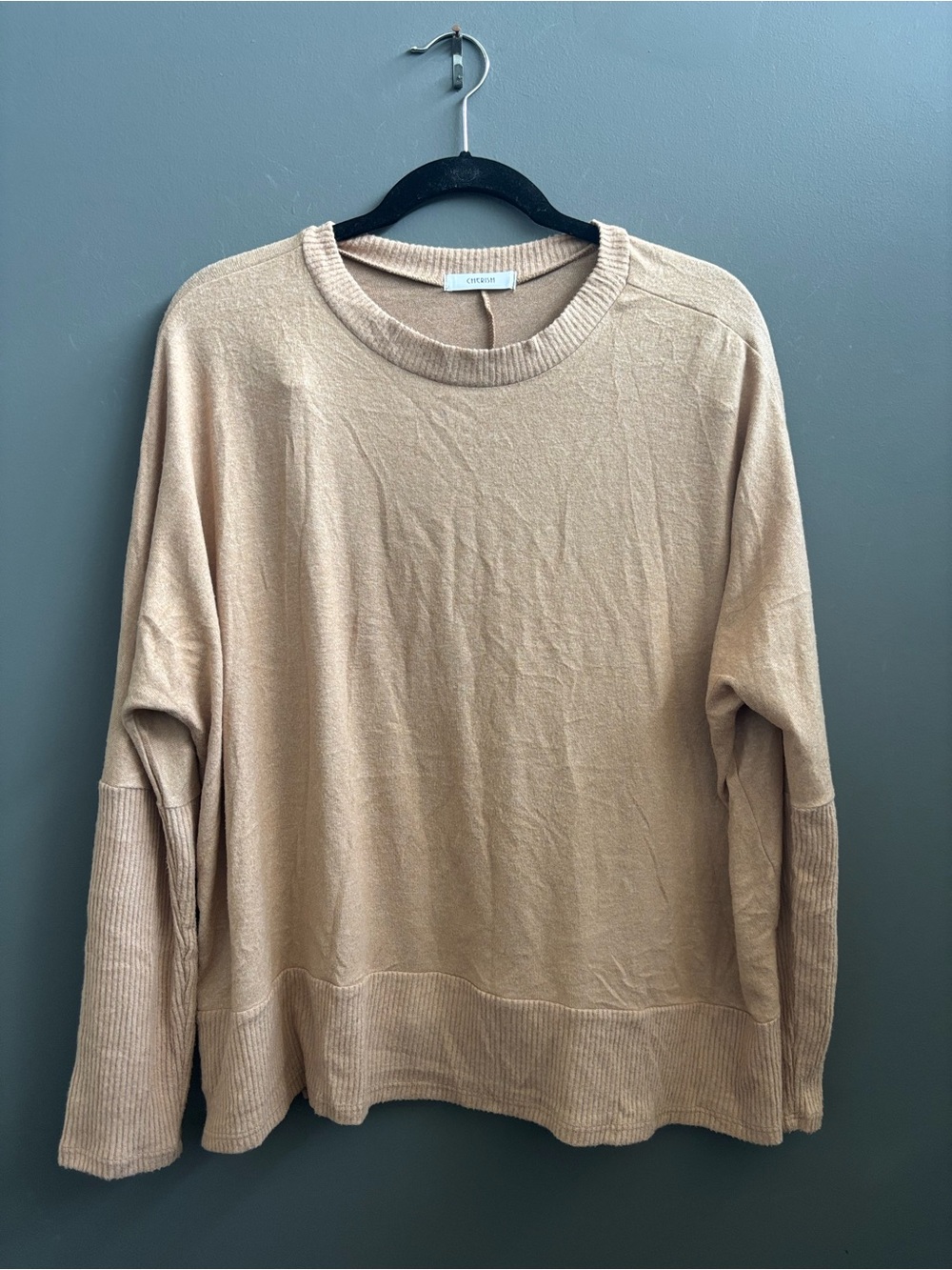 Cherish Small Beige Crewneck Sweater